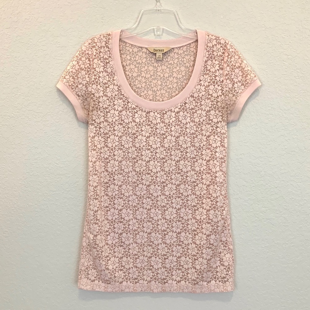 Decree Floral Laced Pink Top